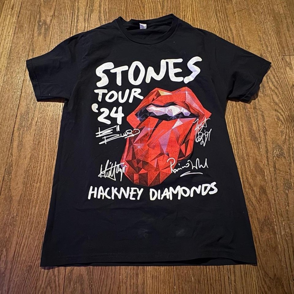 Rolling Stones STONES TOUR '24 Hackney Diamonds Dates T-Shirt Small S Black